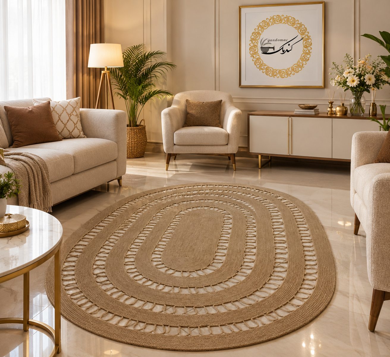 فرشینه کنف و قیطان مدل ارغوان طرح پُر چین