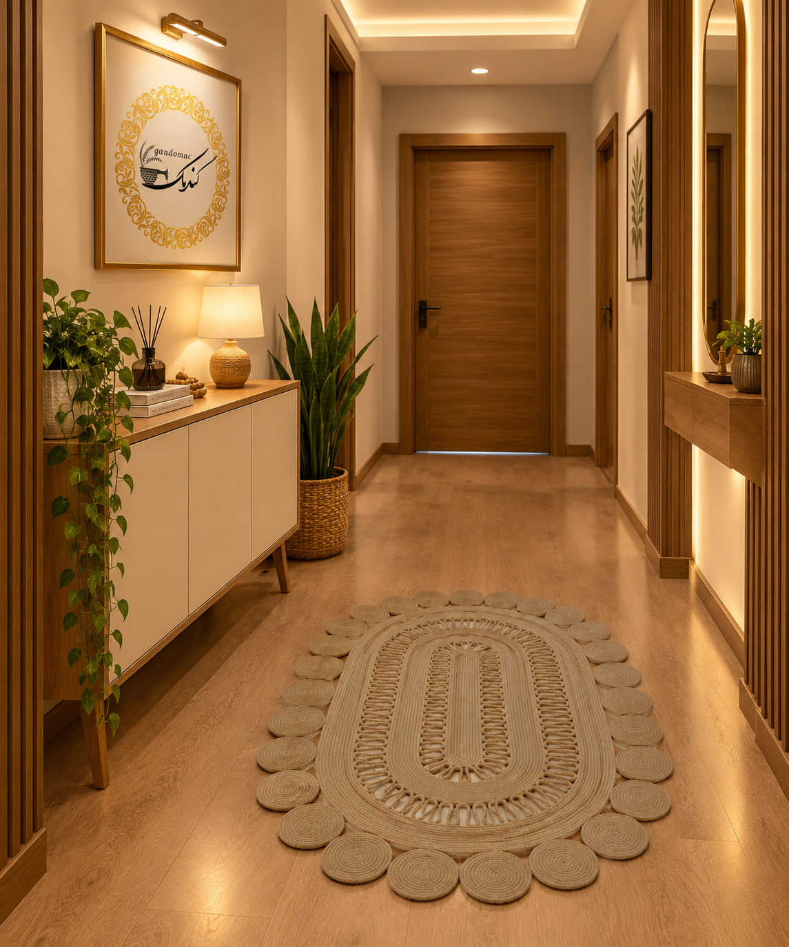 فرشینه کنف و قیطان مدل ارکیده طرح دوچین